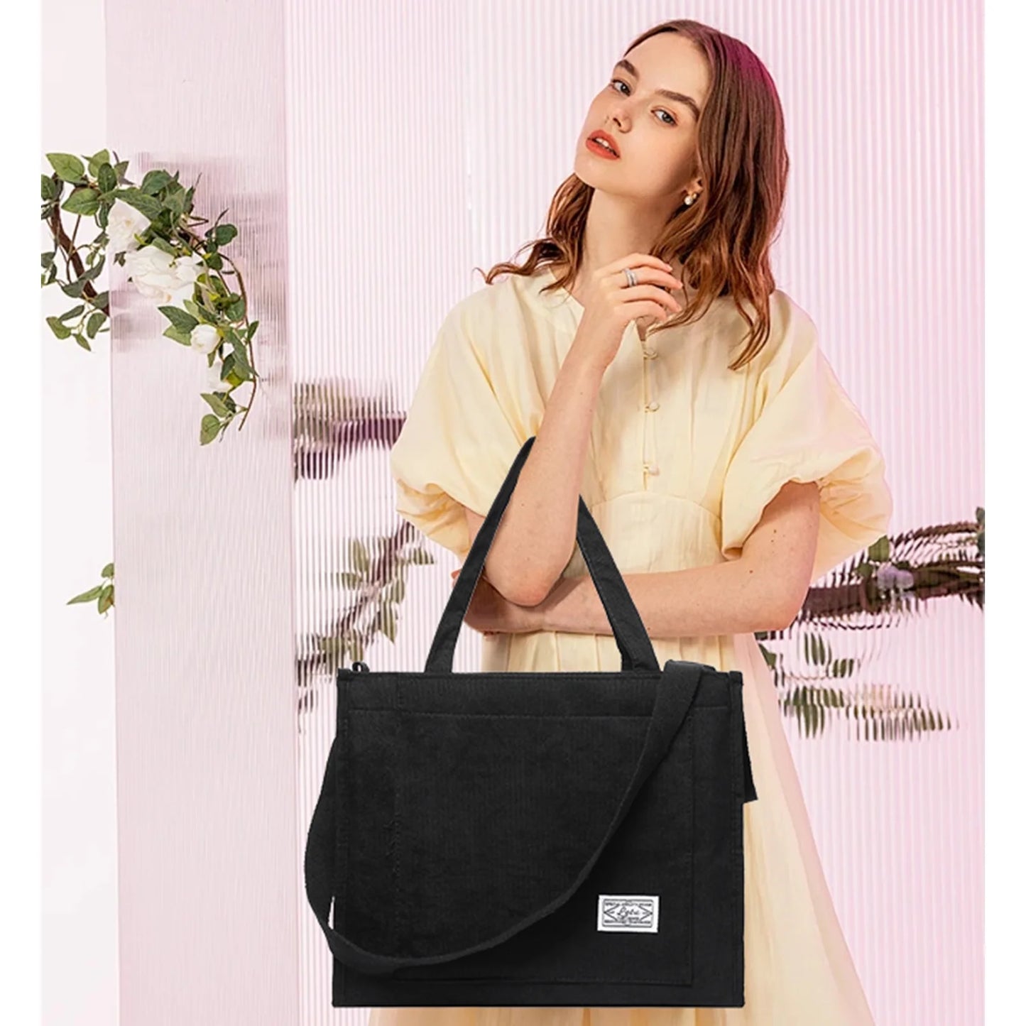 Corduroy Tote for Women Hobo Crossbody Purse for Travel & Shoulder Use