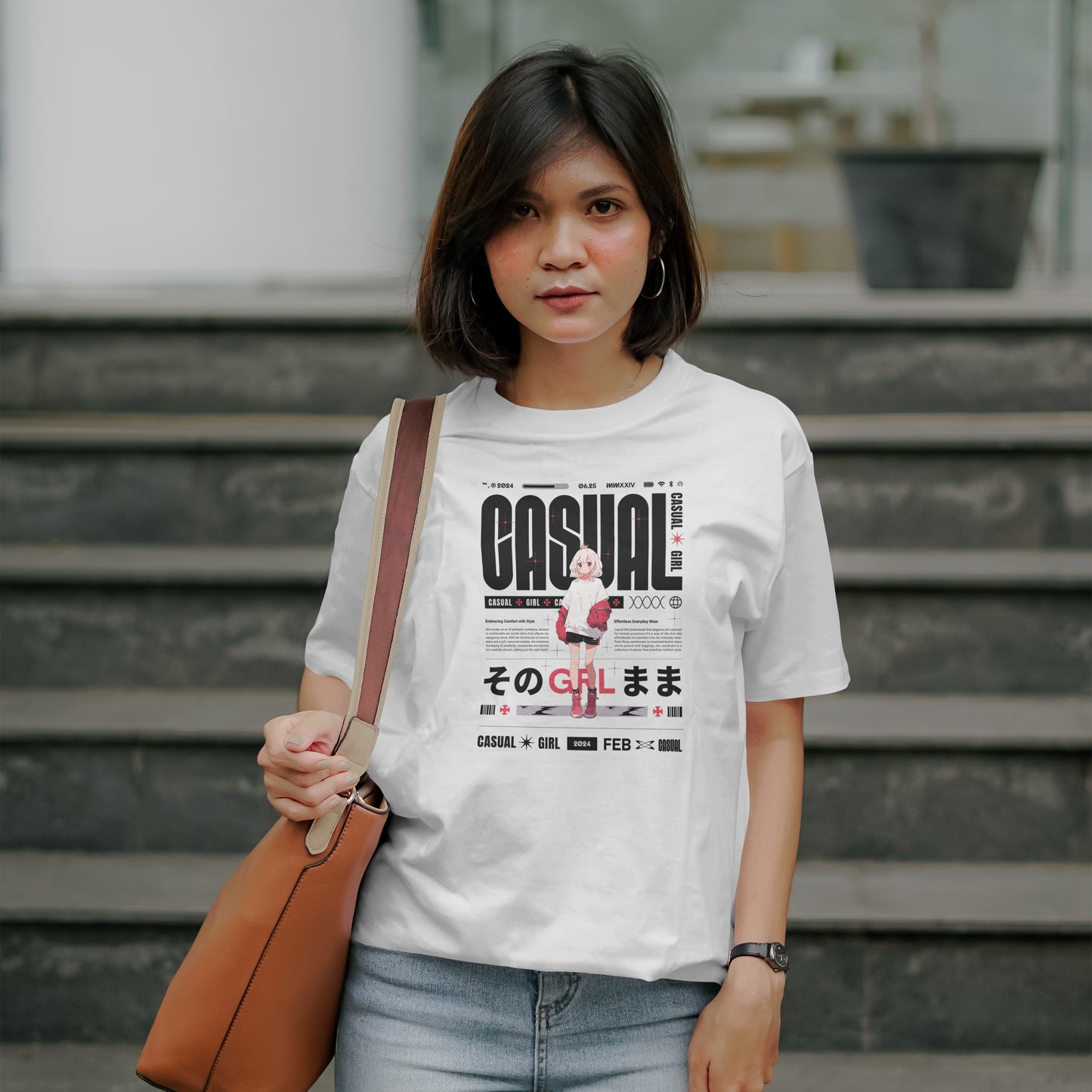 Casual Kawaii Girl Tee
