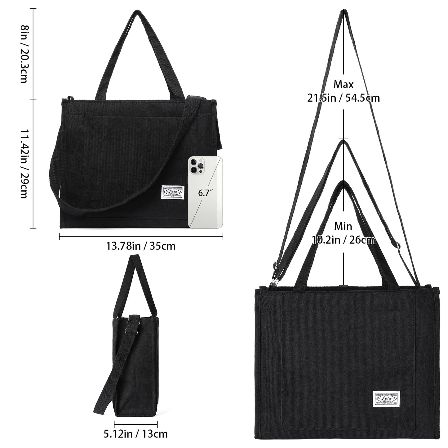 Corduroy Tote for Women Hobo Crossbody Purse for Travel & Shoulder Use